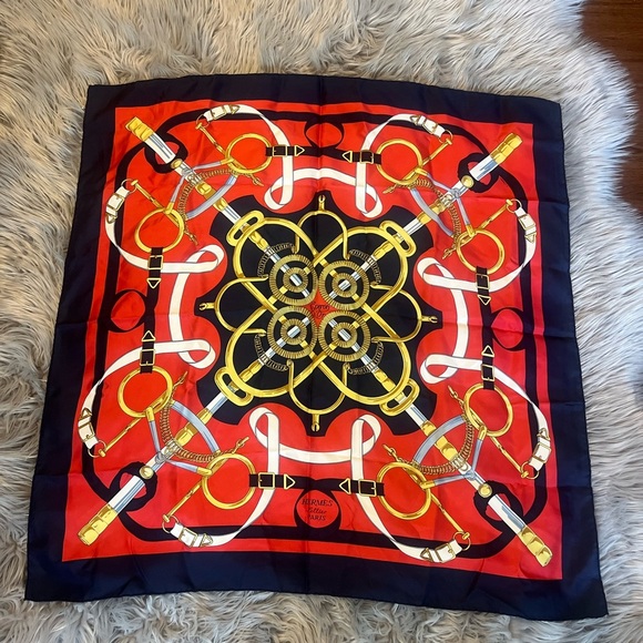 Hermes Paris Eperon D'or by Henri d' Origny Silk Scarf  35X35 - Picture 3 of 10